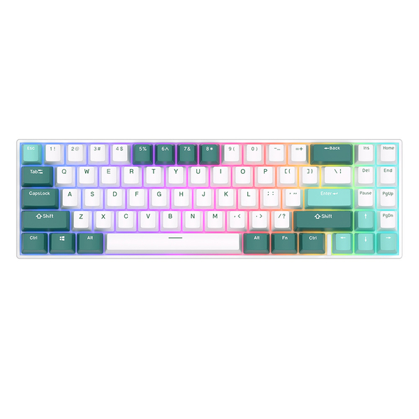 Компактная (70%) механическая клавиатура Royal Kludge RK71 - 3 типа подключения, 71 клавиша, Camp Green/белая, переключатели RK Red