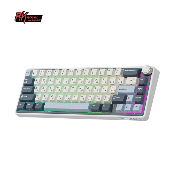 Компактная (65%) механическая клавиатура Royal Kludge R65 - проводная , 66 клавиш, Gasket Mount, цвет Moon, переключатели RK Cream