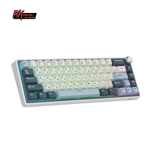 Компактная (65%) механическая клавиатура Royal Kludge R65 - проводная , 66 клавиш, Gasket Mount, цвет Moon, переключатели RK Cream