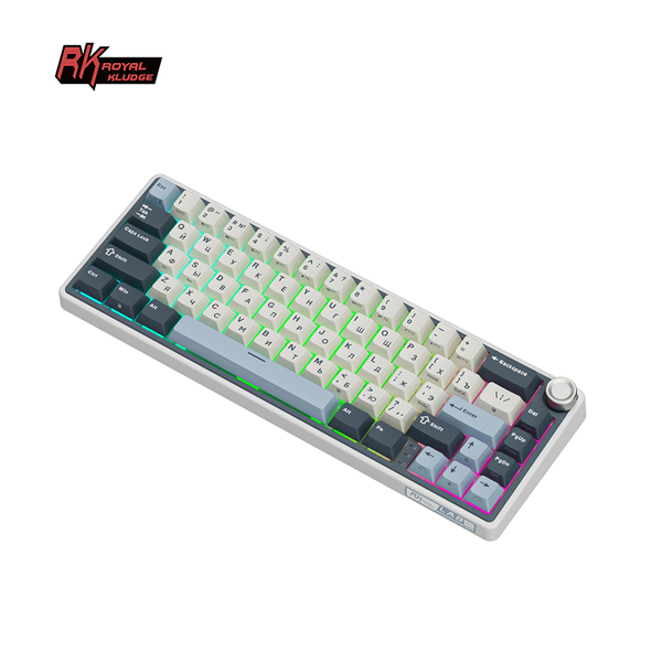Компактная (65%) механическая клавиатура Royal Kludge R65 - проводная , 66 клавиш, Gasket Mount, цвет Moon, переключатели RK Cream