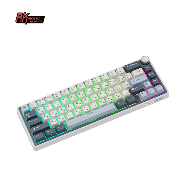 Компактная (65%) механическая клавиатура Royal Kludge R65 - проводная , 66 клавиш, Gasket Mount, цвет Moon, переключатели RK Beige