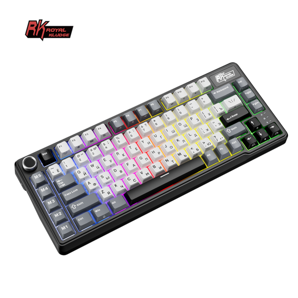 Компактная (75%) механическая клавиатура Royal Kludge RK L75 - 3 типа подключения, 85 клавиш, Gasket Mount,  профиль PBT Cherry, цвет Knight Black, переключатели RK Cream