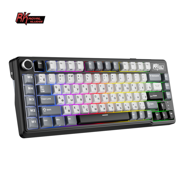 Компактная (75%) механическая клавиатура Royal Kludge RK L75 - 3 типа подключения, 85 клавиш, Gasket Mount,  профиль PBT Cherry, цвет Knight Black, переключатели RK Beige