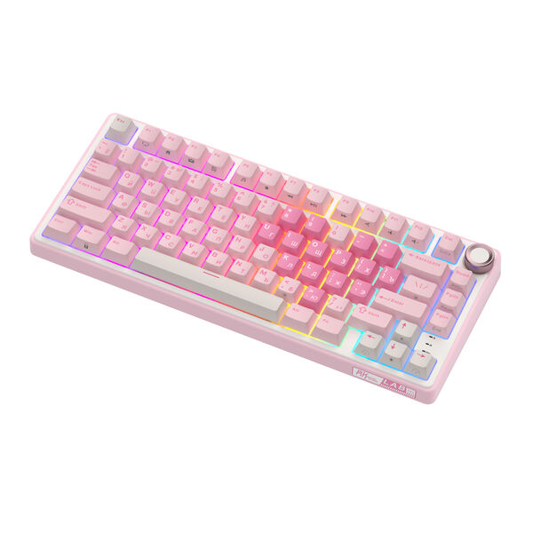 Компактная (75%) механическая клавиатура Royal Kludge R75 - проводная , 81 клавиша, Gasket Mount, Pink Melody, переключатели RK Cream