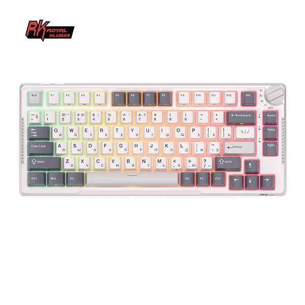Компактная (75%) механическая клавиатура Royal Kludge RK-H81 - 3 типа подключения, 81 клавиша, Gasket Mount, White Night переключатели RK Sky Cyan