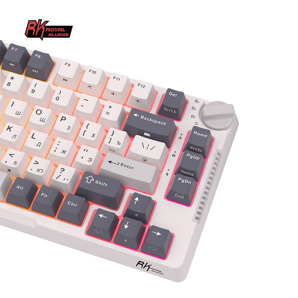 Компактная (75%) механическая клавиатура Royal Kludge RK-H81 - 3 типа подключения, 81 клавиша, Gasket Mount, White Night переключатели RK Sky Cyan