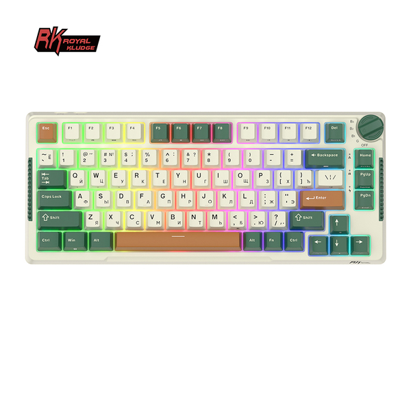 Компактная (75%) механическая клавиатура Royal Kludge RK-H81 - 3 типа подключения, 81 клавиша, Gasket Mount, Timing Machine, переключатели RK Sky Cyan