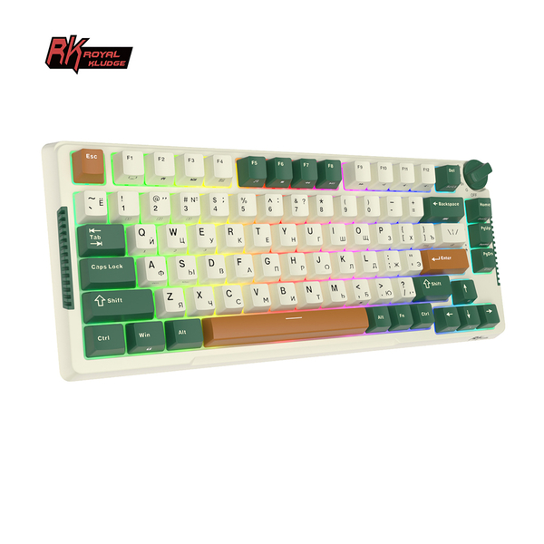 Компактная (75%) механическая клавиатура Royal Kludge RK-H81 - 3 типа подключения, 81 клавиша, Gasket Mount, Timing Machine, переключатели RK Sky Cyan